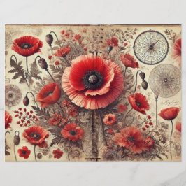 Shabby Chic Floral Poppies Scrapbook Papier
