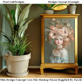 Shabby Chic Floral Portrait, Perzik CN1 Decoupage Tissuepapier