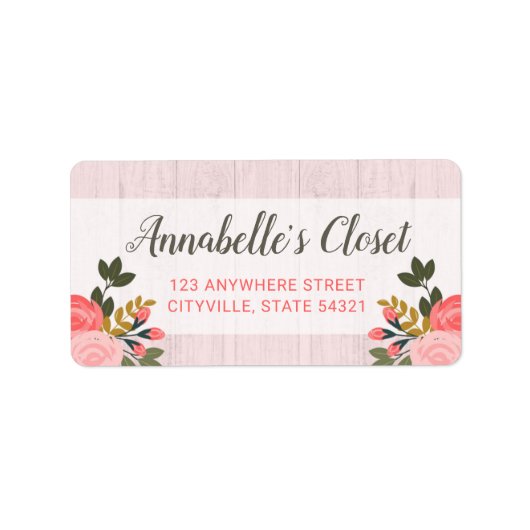Shabby Chic Floral Roos Blush Pink Boutique Etiket (Voorkant)