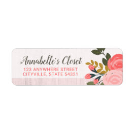 Shabby Chic Floral Roos Blush Pink Return Address Etiket