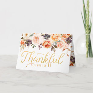 Shabby Chic Floral Roos Thankful Wenskaart Kaart