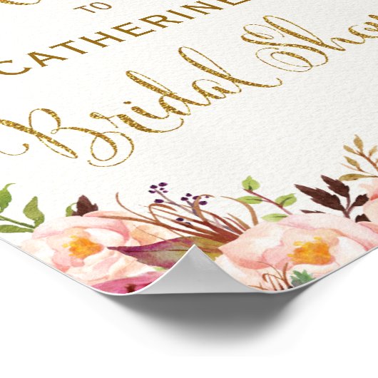 Shabby Chic Floral Roos Vrijgezellenfeest Welkom Poster (Hoek)