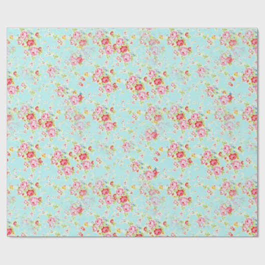 shabby chic floral roos wrappers cadeaupapier (Vlak)