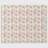 Shabby chic, floral, , roze, blauw, kreem, trendy cadeaupapier (Vlak)