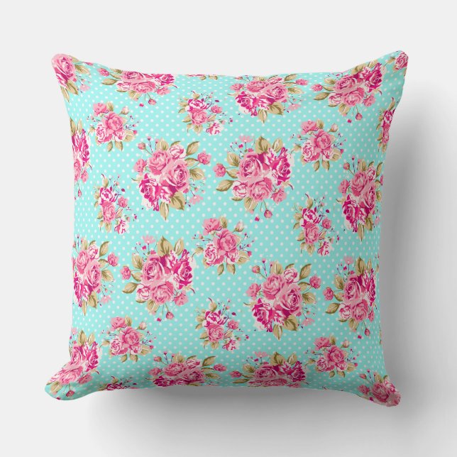 Shabby Chic Floral Rozen Kussen (Voorkant)