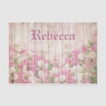 Shabby Chic Floral Rozen op gepersonaliseerde naam