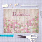 Shabby Chic Floral Rozen op gepersonaliseerde naam Tissuepapier (Craft)