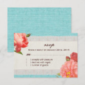  Shabby Chic Floral RSVP-kaart RSVP Kaartje (Voorkant / Achterkant)