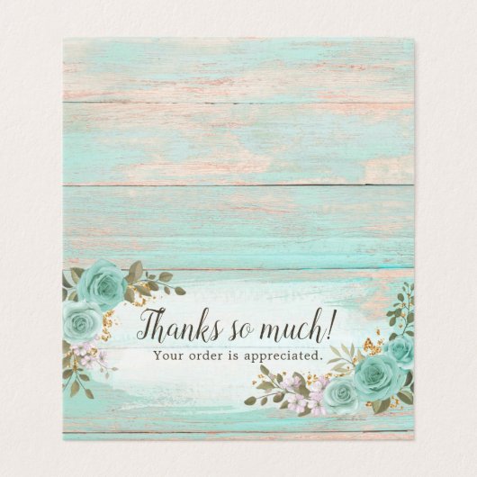 Shabby Chic Floral Rustic Wood Dank je wel Kaart (Buitenkant ongevouwen)