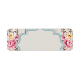 Shabby Chic Floral Rustic Wood en kant Etiket