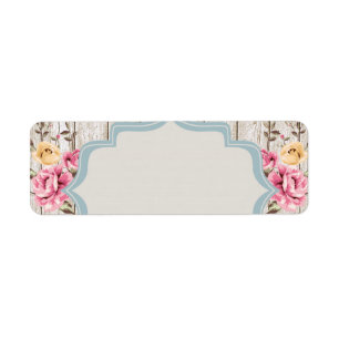 Shabby Chic Floral Rustic Wood en  kant Etiket