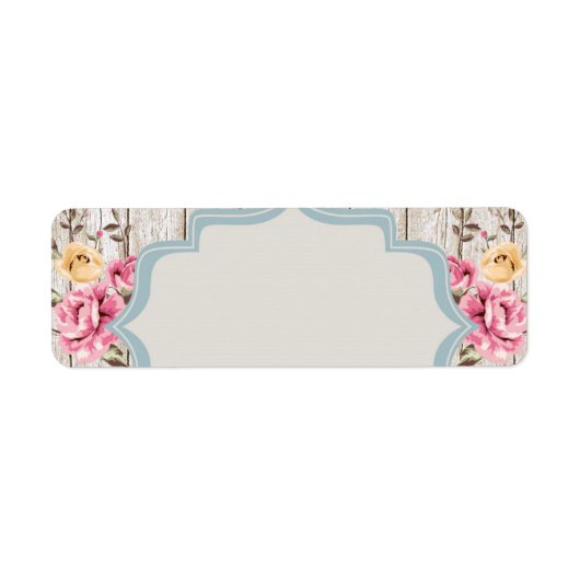 Shabby Chic Floral Rustic Wood en  kant Etiket (Voorkant)