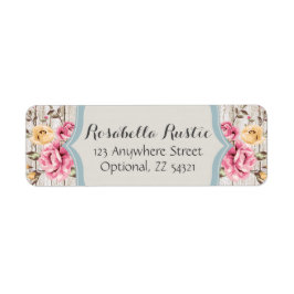 Shabby Chic Floral Rustic Wood Return Address Etiket
