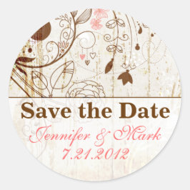  Shabby Chic Floral Save the Date Sticker