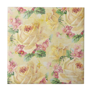 Shabby Chic Floral Tile Tegeltje