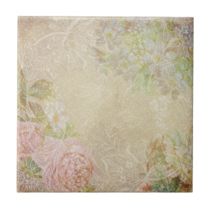 Shabby Chic Floral Tile Tegeltje