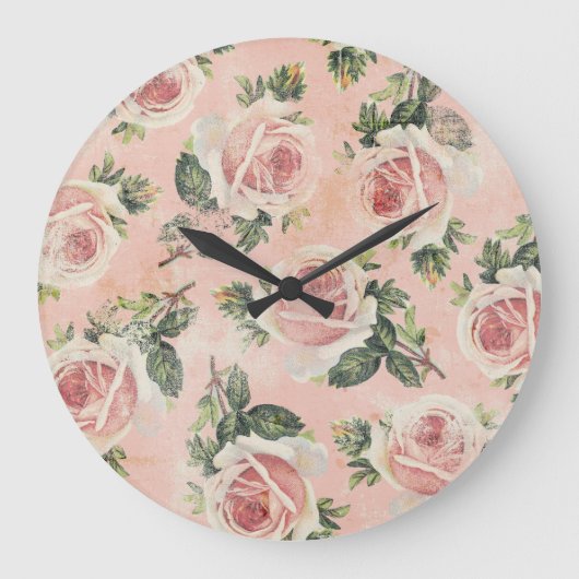 Shabby Chic Floral Wall Clock Grote Klok (Voorkant)