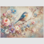 Shabby Chic Floral Waterverf Bluebird Decoupage Tissuepapier (Voorkant)