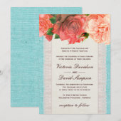 Shabby Chic Floral Wedding Invitation Kaart (Voorkant / Achterkant)