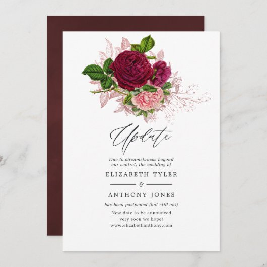  Shabby-Chic Floral Wedding Update Kaart (Voorkant / Achterkant)