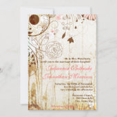  Shabby Chic Floral Wood bruiloft uitnodiging (Voorkant)