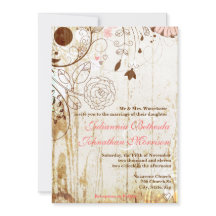 Shabby Chic Floral Wood bruiloft uitnodiging