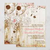 Shabby Chic Floral Wood bruiloft uitnodiging (Voorkant / Achterkant)
