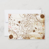 Shabby Chic Floral Wood Receptie RSVP (Achterkant)