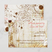 Shabby Chic Floral Wood Receptie RSVP (Voorkant / Achterkant)