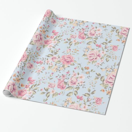 Shabby Chic Floral Wrapping Paper Cadeaupapier (Uitgerold)