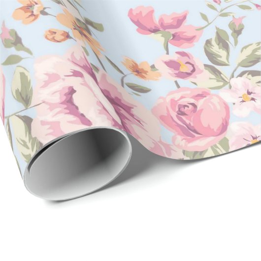 Shabby Chic Floral Wrapping Paper Cadeaupapier (Rol Hoek)