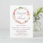 Shabby Chic Floral Wreath Wedding Invitation Kaart (Staand voorkant)