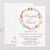 Shabby Chic Floral Wreath Wedding Invitation Kaart (Voorkant / Achterkant)