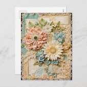 Shabby chic  Flower Collage Feestdagenkaart (Voorkant / Achterkant)