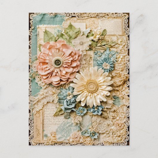 Shabby chic  Flower Collage Feestdagenkaart (Voorkant)