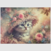 Shabby Chic Flower Garden Kitten Decoupage  Tissuepapier (Voorkant)