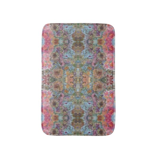 Shabby Chic Flower Garden Waterverf Schilderij Badmat (Voorkant Verticaal)