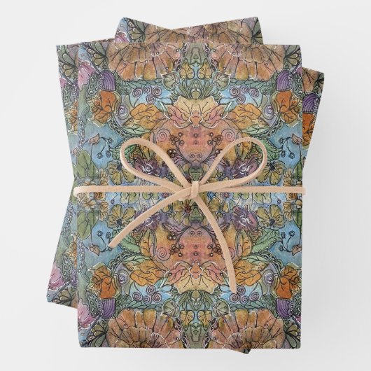 Shabby Chic Flower Garden Waterverf Schilderij Inpakpapier Vel (In situ)