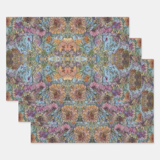 Shabby Chic Flower Garden Waterverf Schilderij Inpakpapier Vel (Set)