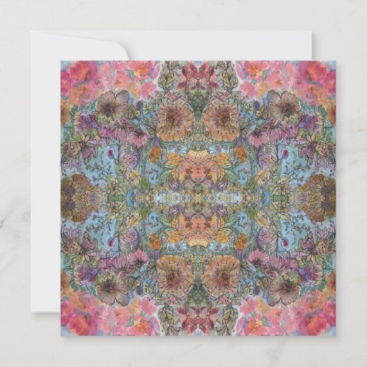 Shabby Chic Flower Garden Waterverf Schilderij Notitiekaartje (Voorkant)