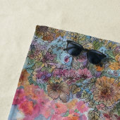 Shabby Chic Flower Garden Waterverf Schilderij Strandlaken (In situ)