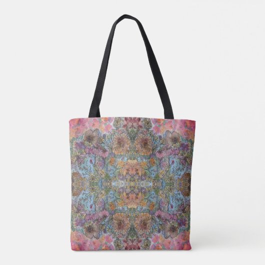 Shabby Chic Flower Garden Waterverf Schilderij Tote Bag (Achterkant)
