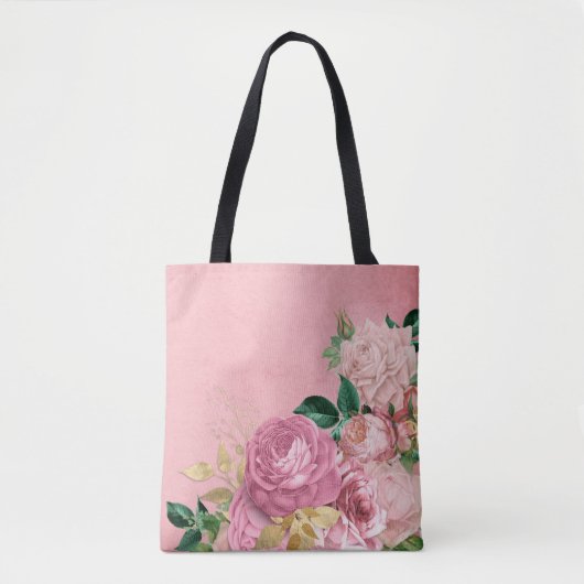 Shabby Chic  Flower Pink Floral Roos Tote Bag (Voorkant)