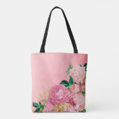 Shabby Chic  Flower Pink Floral Roos Tote Bag (Achterkant)