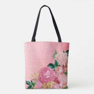 Shabby Chic Flower Pink Floral Roos Tote Bag