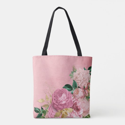 Shabby Chic  Flower Pink Floral Roos Tote Bag (Achterkant)