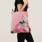 Shabby Chic  Flower Pink Floral Roos Tote Bag (Dichtbij)