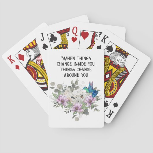 Shabby chic flowers art and selflove quote pokerkaarten (Achterkant)