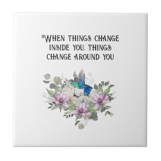 Shabby chic flowers art and selflove quote tegeltje (Voorkant)