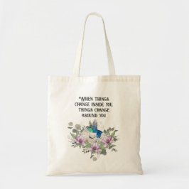 Shabby chic flowers art and selflove quote tote bag